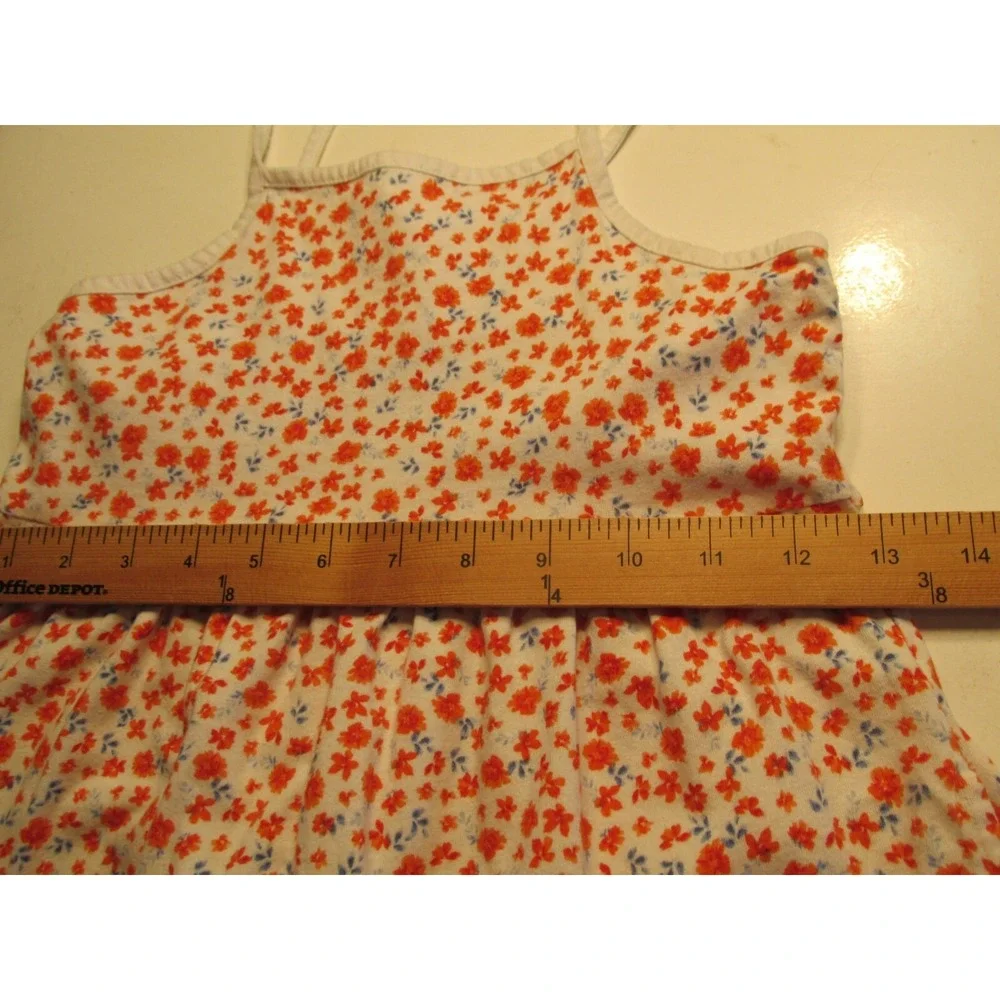 Old Navy Girls Summer Dress Size 8 White Orange Floral Pockets Sleeveless Knit